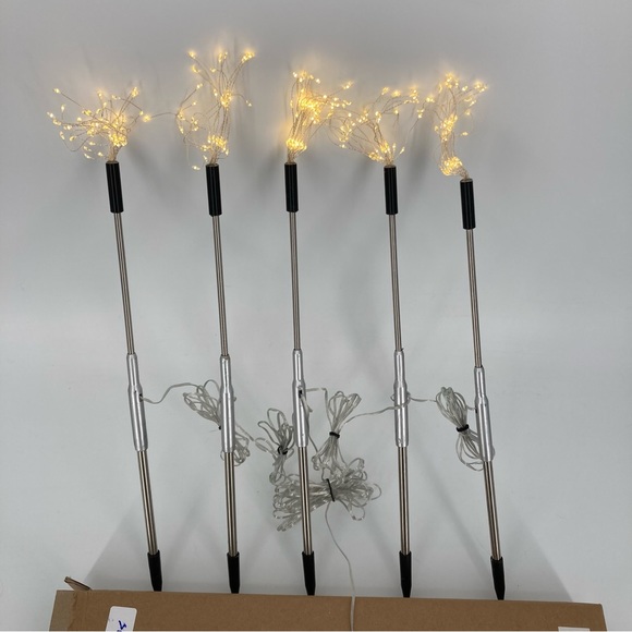 New Wind & Weather Starburst Garden Light Set 5 Pc LED Fairy Wedding Landscape - Picture 6 of 9